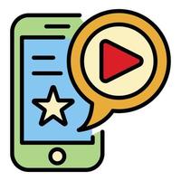 Smartphone vlog icon color outline vector