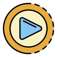 Round video player icon color outline vector