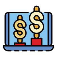 Money graph up icon color outline vector