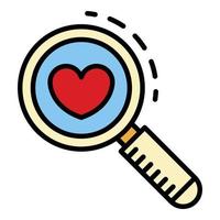 Search heart like icon color outline vector