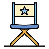 Vblog director chair icon color outline vector