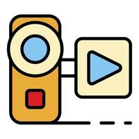 Video live blog camera icon color outline vector