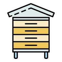 Wood bee hive icon color outline vector