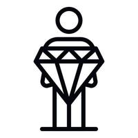 Gamer take diamond prize icon, outline style vector