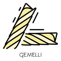 vector de contorno de color de icono gemelli