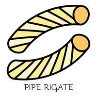 Pipe rigate pasta icon color outline vector