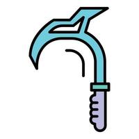 Climb ice axe icon color outline vector