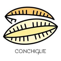 vector de contorno de color de icono de pasta conchiglie