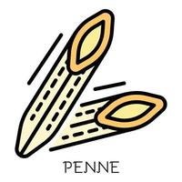 vector de contorno de color de icono de pasta penne