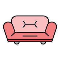 Soft sofa icon color outline vector