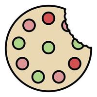 vector de contorno de color de icono de galleta de azúcar de mordida