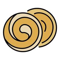 Swirl biscuit icon color outline vector