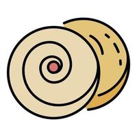 Cream cookie icon color outline vector