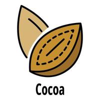 vector de contorno de color de icono de nuez de cacao