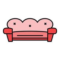 Retro sofa icon color outline vector
