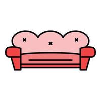 Retro sofa icon color outline vector