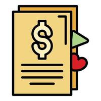 Vlog money contract icon color outline vector