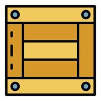 Wooden export box icon color outline vector