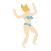 Girl jump in pool icon, isometric style vector