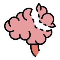 Brain cut icon color outline vector