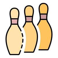 Bowling pins stand icon color outline vector