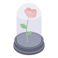 Rose in glass pot icon, isometric style vector