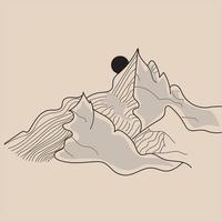 Fondo de paisaje de arte de línea de onda japonesa de vector libre, patrón de diseño de banner de montaña abstracta