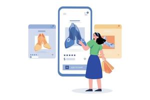 Girl Doing Online Shopping By Smart phone vector
