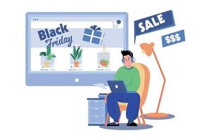 Man Buying Goods Via The Internet App vector