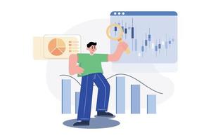 Stock Market Research Illustration concept. A flat illustration isolated on white background vector