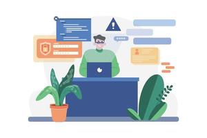 Hacker Stealing User Data Illustration concept. A flat illustration isolated on white background vector