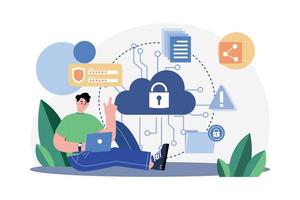 Cloud Data Security Illustration concept. A flat illustration isolated on white background vector