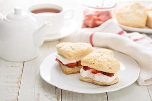 Strawbbery shortcakes with whipped cream photo