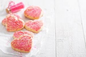 Valentines day sugar cookies with sprinkles photo