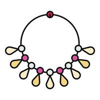 Gold necklace icon color outline vector