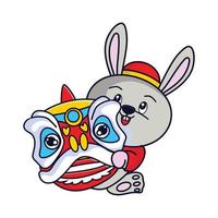 Cute rabbit Happy Chinese new year 2023 for greeting card - wealth gold money prosperity. vector