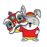 Cute rabbit Happy Chinese new year 2023 for greeting card - wealth gold money prosperity. vector