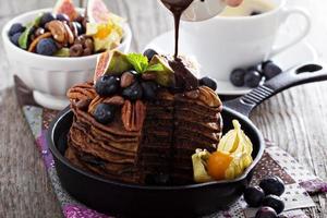 Stack of chocolate pancakes photo