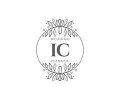 IC Initials letter Wedding monogram logos collection, hand drawn modern minimalistic and floral templates for Invitation cards, Save the Date, elegant identity for restaurant, boutique, cafe in vector