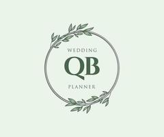 colección de logotipos de monogramas de boda con letras iniciales qb, plantillas florales y minimalistas modernas dibujadas a mano para tarjetas de invitación, guardar la fecha, identidad elegante para restaurante, boutique, café en vector