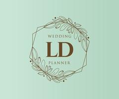 colección de logotipos de monograma de boda con letras iniciales ld, plantillas florales y minimalistas modernas dibujadas a mano para tarjetas de invitación, guardar la fecha, identidad elegante para restaurante, boutique, café en vector