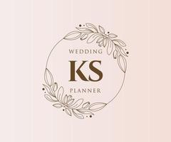 colección de logotipos de monograma de boda con letras iniciales ks, plantillas florales y minimalistas modernas dibujadas a mano para tarjetas de invitación, guardar la fecha, identidad elegante para restaurante, boutique, café en vector