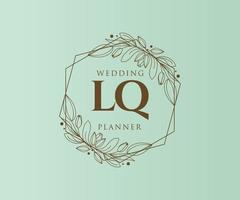 colección de logotipos de monograma de boda con letras iniciales lq, plantillas florales y minimalistas modernas dibujadas a mano para tarjetas de invitación, guardar la fecha, identidad elegante para restaurante, boutique, café en vector