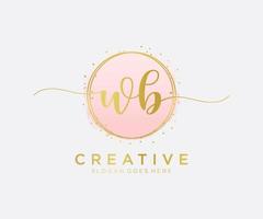 Initial WB feminine logo. Usable for Nature, Salon, Spa, Cosmetic and Beauty Logos. Flat Vector Logo Design Template Element.