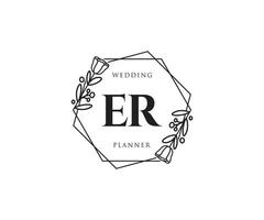 Initial ER feminine logo. Usable for Nature, Salon, Spa, Cosmetic and Beauty Logos. Flat Vector Logo Design Template Element.