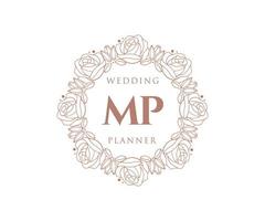 MP Initials letter Wedding monogram logos collection, hand drawn modern minimalistic and floral templates for Invitation cards, Save the Date, elegant identity for restaurant, boutique, cafe in vector