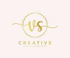 Initial VS feminine logo. Usable for Nature, Salon, Spa, Cosmetic and Beauty Logos. Flat Vector Logo Design Template Element.