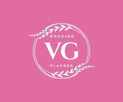 colección de logotipos de monograma de boda con letras iniciales vg, plantillas florales y minimalistas modernas dibujadas a mano para tarjetas de invitación, guardar la fecha, identidad elegante para restaurante, boutique, café en vector