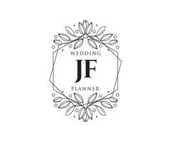 colección de logotipos de monograma de boda con letras iniciales jf, plantillas florales y minimalistas modernas dibujadas a mano para tarjetas de invitación, guardar la fecha, identidad elegante para restaurante, boutique, café en vector