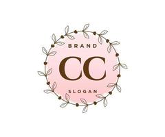 logotipo femenino cc inicial. utilizable para logotipos de naturaleza, salón, spa, cosmética y belleza. elemento de plantilla de diseño de logotipo de vector plano.